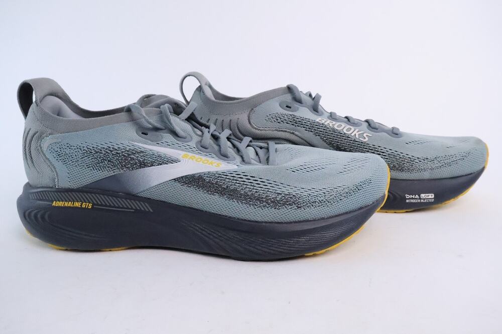Brooks Adrenaline GTS 25 Shoes Mens Size 13 Primer Grey Ebony Jasmin Running #96